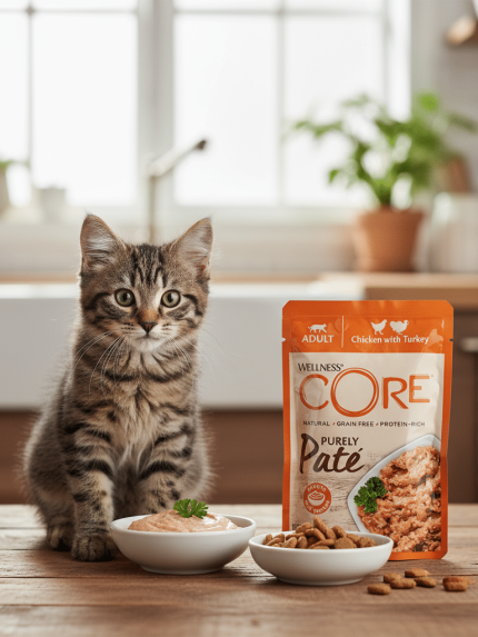 ويلنس كور باتيه ناعم - طعام رطب بالدجاج والديك الرومي للقطط البالغة 85 جرام