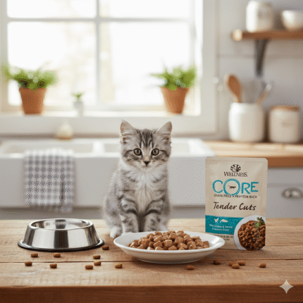 ويلنس كور - أظرف طعام رطب بالدجاج والسلمون في المرق (85غ)