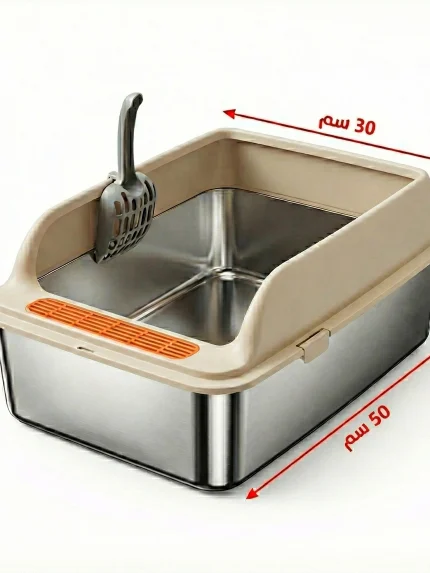 صندوق فضلات قطط استيل مع مجرفة