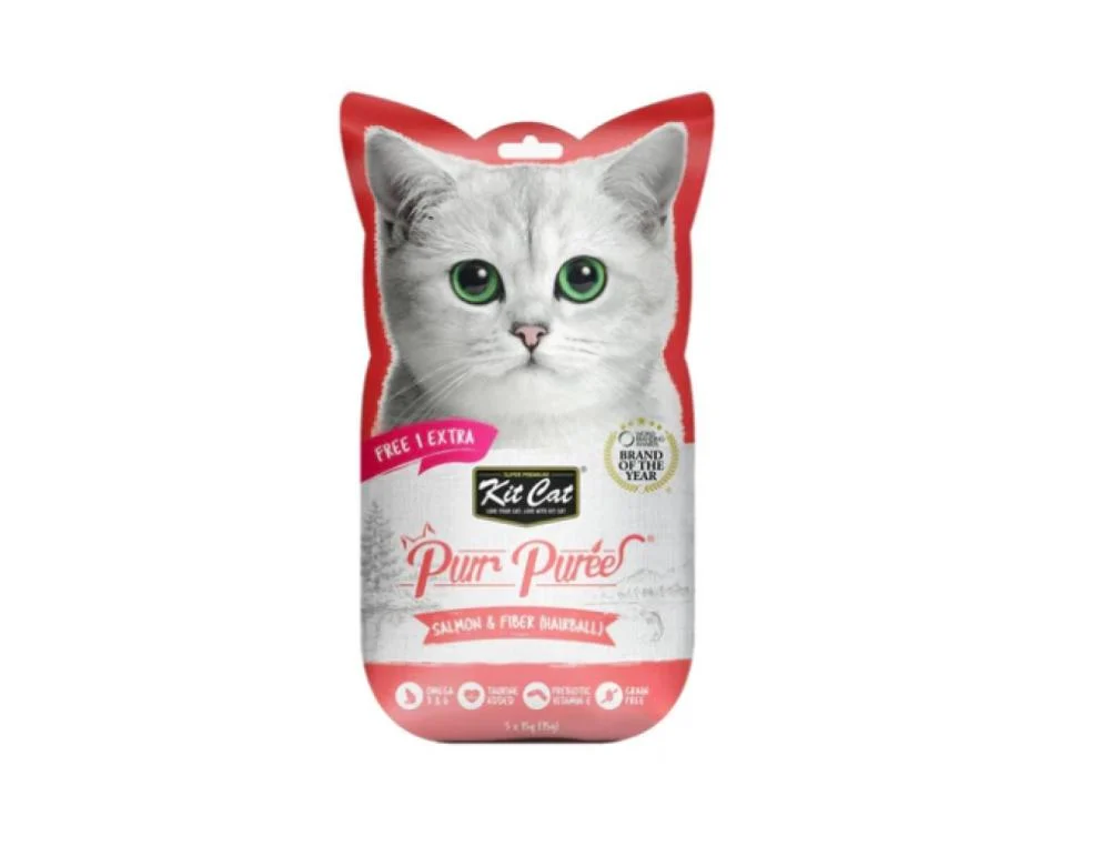 664533288184 كت كات بيوري لعلاج كرات الشعر – سالمون وألياف (5 × 15 جم)