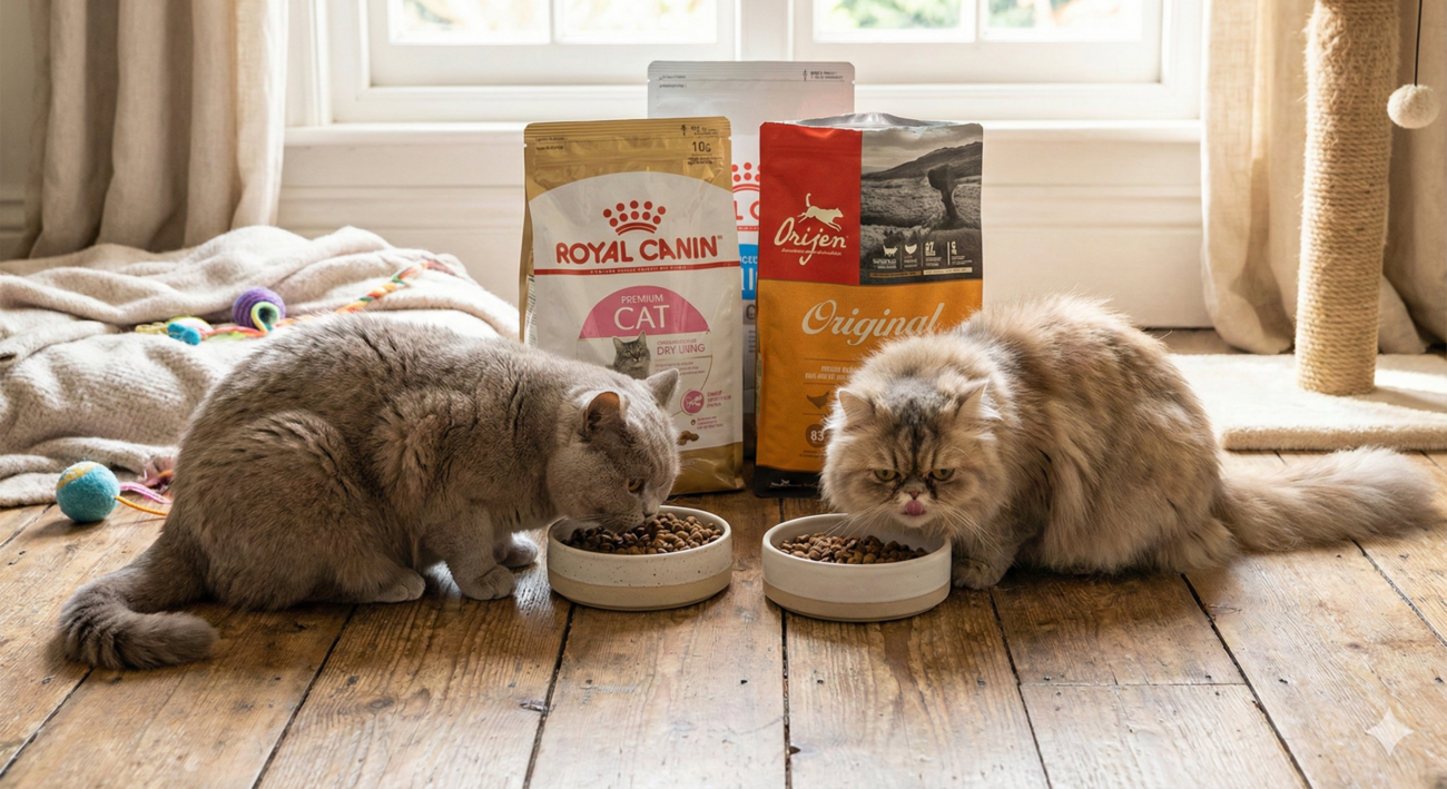   طعام جاف للقطط