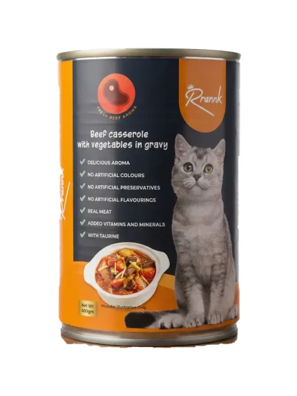 رانك طعام للقطط البالغة طاجن لحم وخضار بالمرق 400 جرام