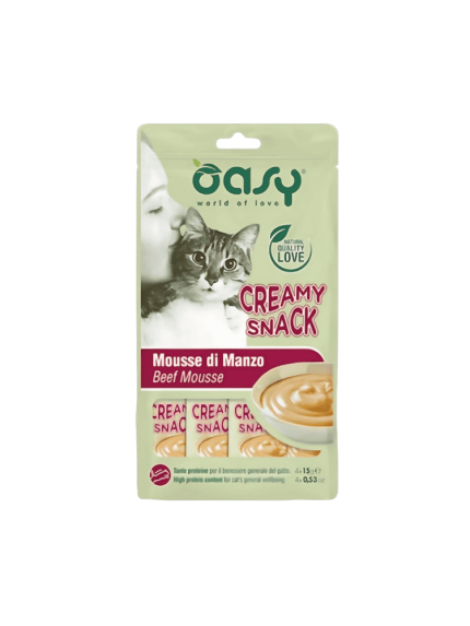 أوزي كريمي سناك - موس لحم البقر للقطط - 4 أظرف × 15 جرام