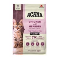 طعام جاف للقطط الصغيرة (كيتن) من أكانا، بالدجاج وسمك الرنجة، 1.8 كجم.