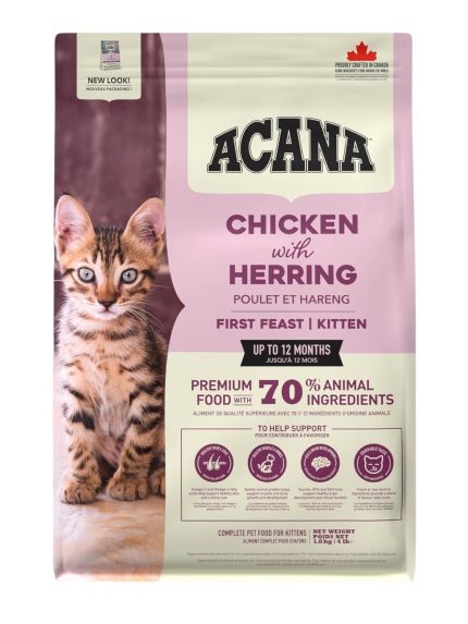 طعام جاف للقطط الصغيرة (كيتن) من أكانا، بالدجاج وسمك الرنجة، 1.8 كجم.