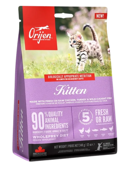 طعام أورجن (Orijen) الجاف للقطط الصغيرة - دجاج، ديك رومي وأسماك (1.8 كجم)