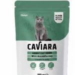 كافيارا طعام رطب للقطط البالغة، قطع لحم الحمل والدجاج في المرق، ظرف 100 جرام.