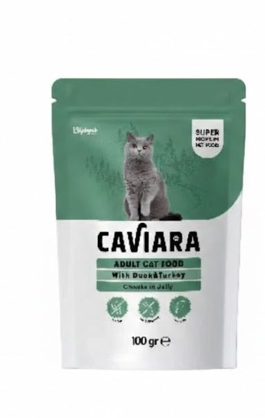 7640297841424 كافيارا طعام رطب للقطط البالغة، قطع لحم الحمل والدجاج في المرق، ظرف 100 جرام. - الصورة 1