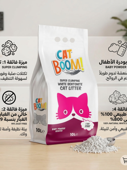 كات بووم رمل للقطط بودرة الاطفال 10 لتر