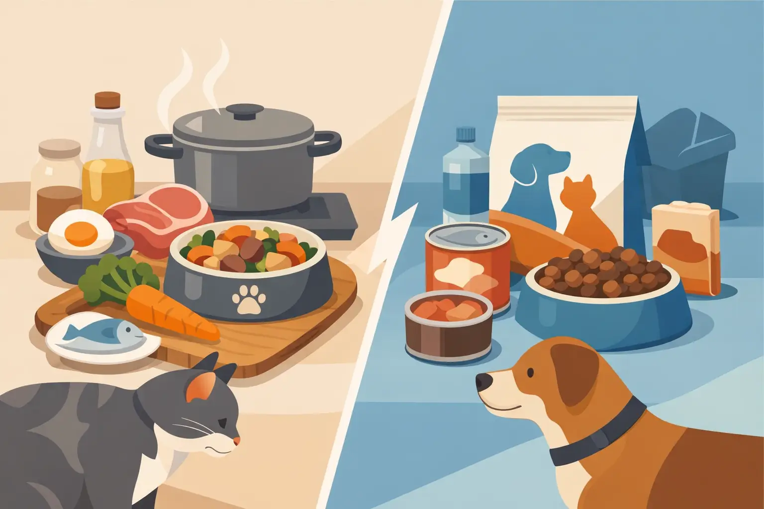 أكل البيت vs الأكل الجاهز للحيوانات الأليفة