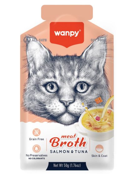 شوربة القطط بالسلمون والتونة 50 غ - مرق طبيعي لترطيب ودعم صحة القطط