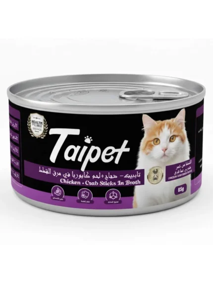 تاي بيت طعام رطب للقطط بالدجاج والكريل في المرق 85 جرام