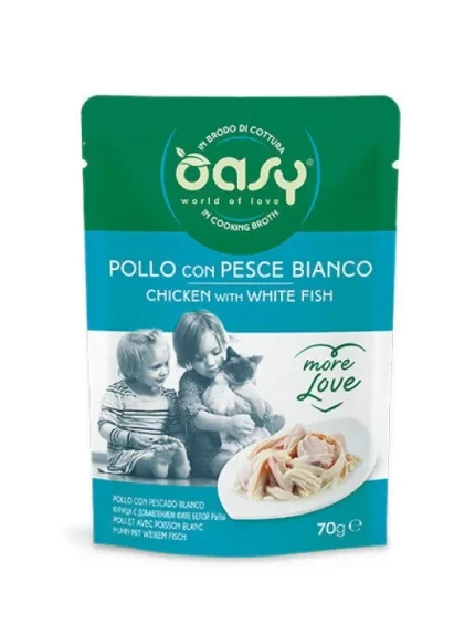 أوزي مور لوف طعام رطب للقطط دجاج وسمك أبيض - 70 جرام