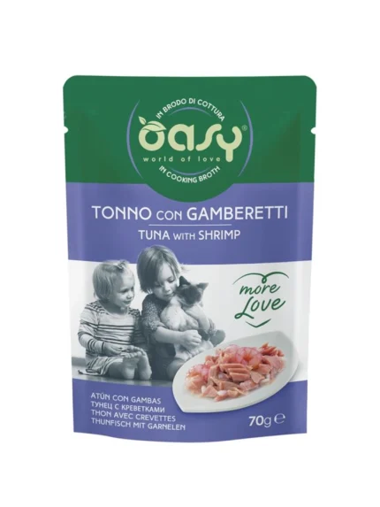 أوزي طعام رطب للقطط تونة مع روبيان في مرق - ظرف 70 جرام