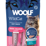 وولف مكافآت للقطط لحم البط والسالمون 5×14 غ - سناك كريمي متكامل