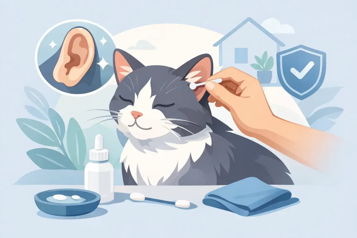 طريقة تنظيف أذن القطة في المنزل بسهولة وأمان