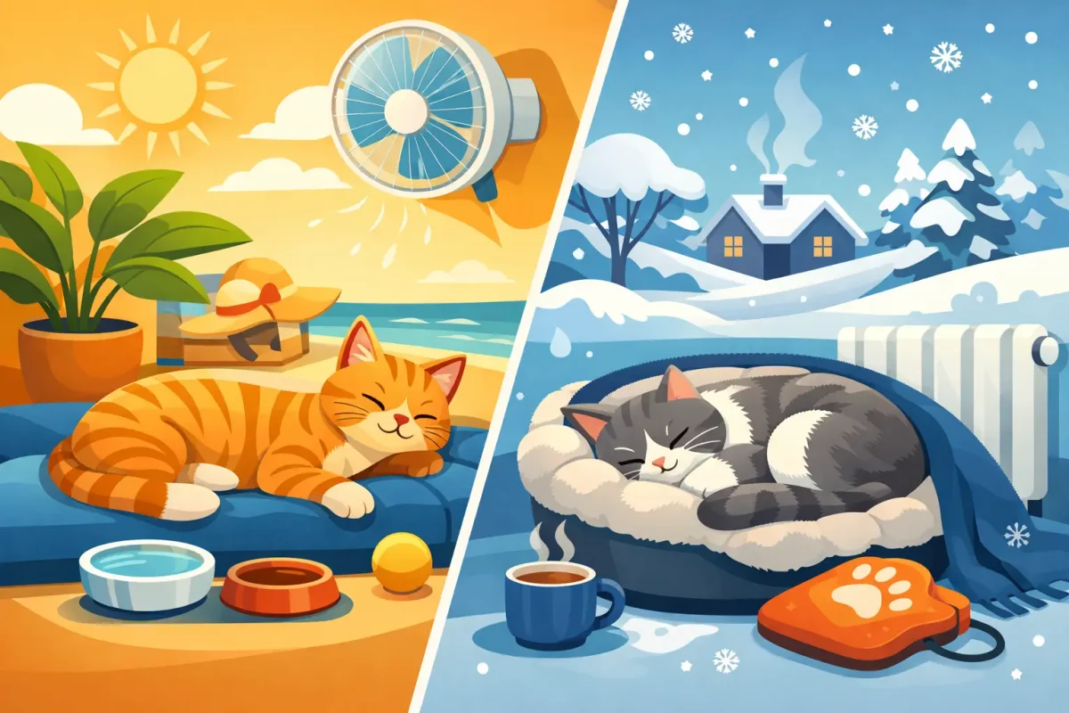 كيفية العناية بالقطط في فصل الصيف والشتاء