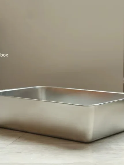 ليتر بوكس ستانلس ستيل للقطط حجم كبير مقاوم للروائح (60×40×15 سم)
