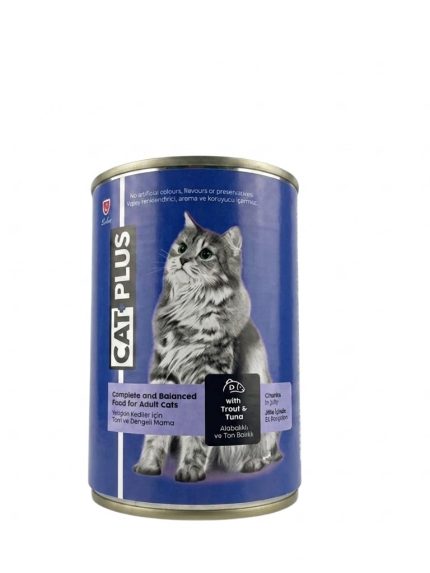 كات بلس معلبات طعام رطب قطع السلمون المرقط والتونة في الجيلي للقطط البالغة 400غ | Cat Plus Trout & Tuna
