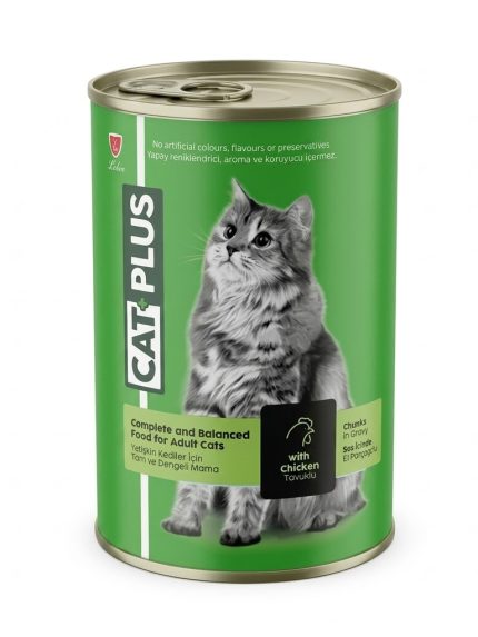 كات بلس معلبات طعام رطب قطع الدجاج في المرق للقطط البالغة 400غ | Cat Plus Chicken in Gravy