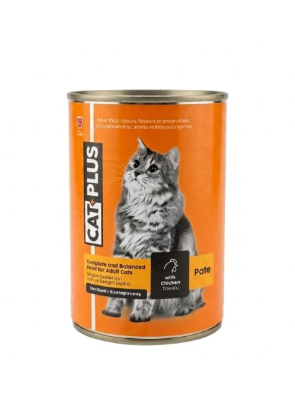 كات بلس معلبات طعام رطب باتيه بالدجاج للقطط البالغة المعقمة 395غ | Cat Plus Sterilised