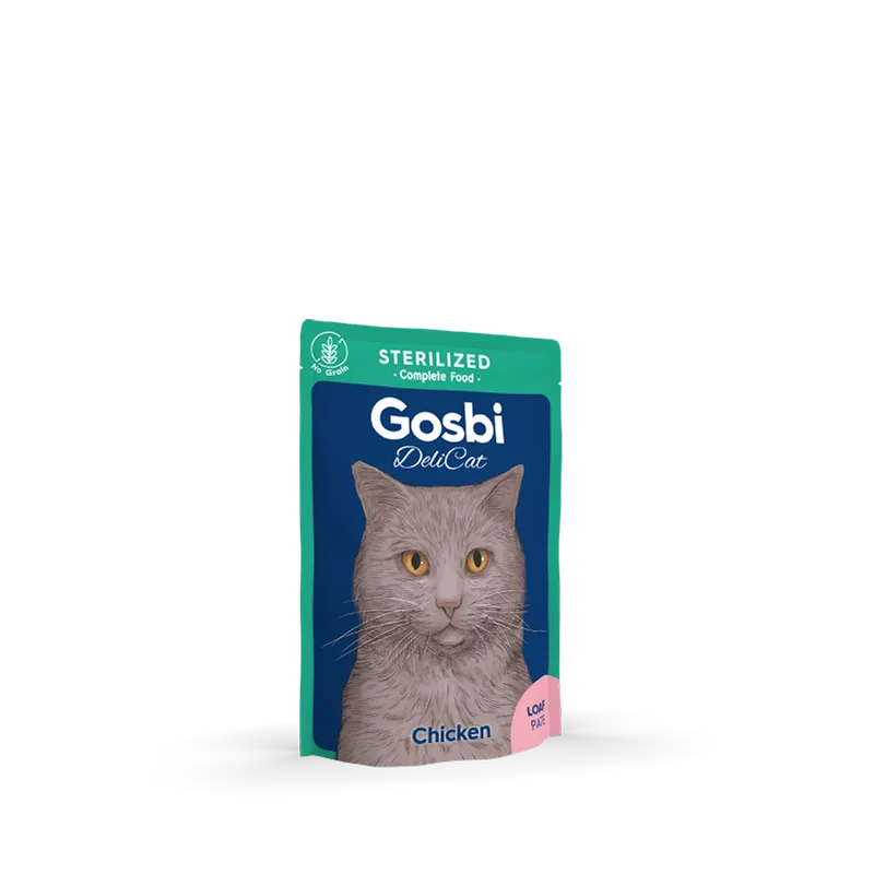 gosbi-delicat-sterilized-chicken_01_2f347963-594d-44aa-8971-0d9396f35be1.png غوسبي ديليكات طعام رطب كامل للقطط المعقمة باتيه الدجاج خالي من الحبوب 70غ