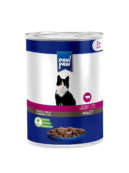 باو باو Paw Paw طعام رطب للقطط البالغة بلحم البقر 400 جرام