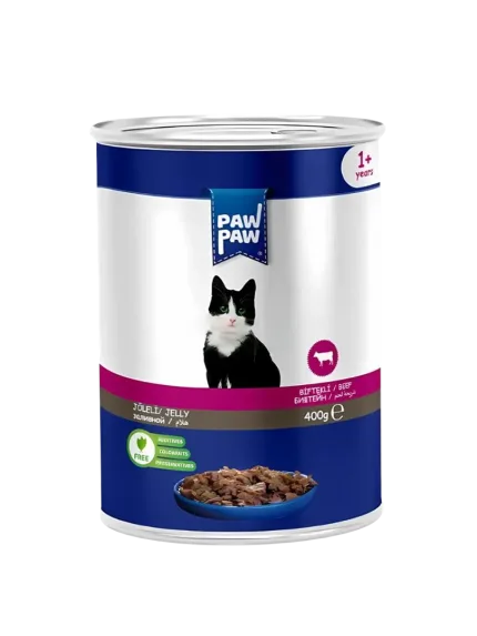 باو باو Paw Paw طعام رطب للقطط البالغة بلحم البقر 400 جرام