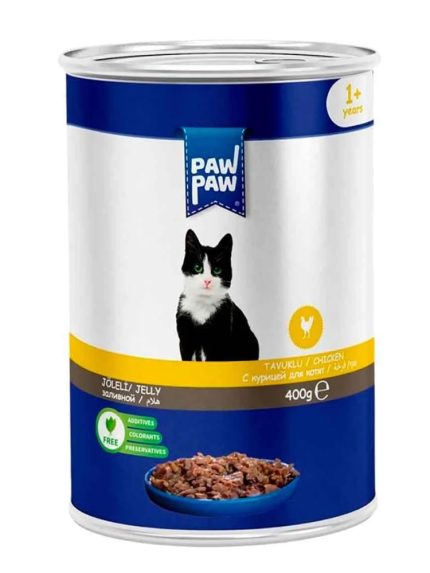 باو باو Paw Paw طعام رطب للقطط البالغة بالدجاج في الجيلي 400 جرام