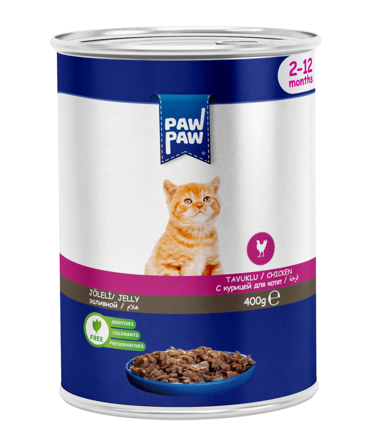 باو باو طعام رطب للقطط الصغيرة بالدجاج 400 جرام باو باو Paw Paw طعام رطب للقطط الصغيرة بالدجاج 400 جرام